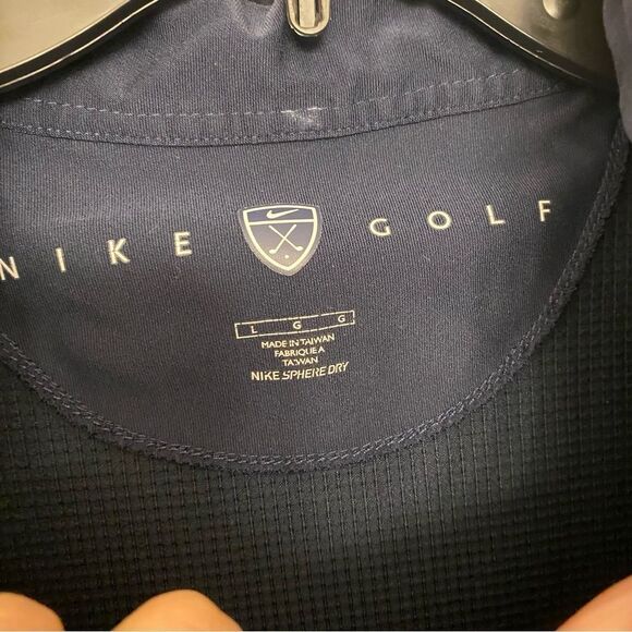 Nike Golf sphere dry embroidered logo navy blue womans Polo Persimmon Country L - Picture 8 of 9